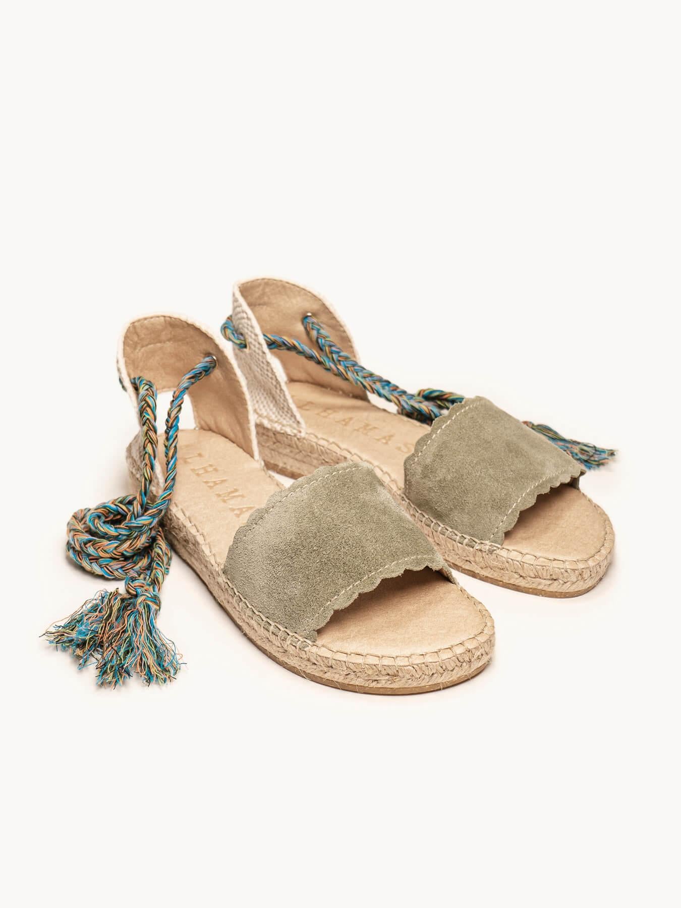 Sandália Aulaga Camurça Ondas Verde Claro