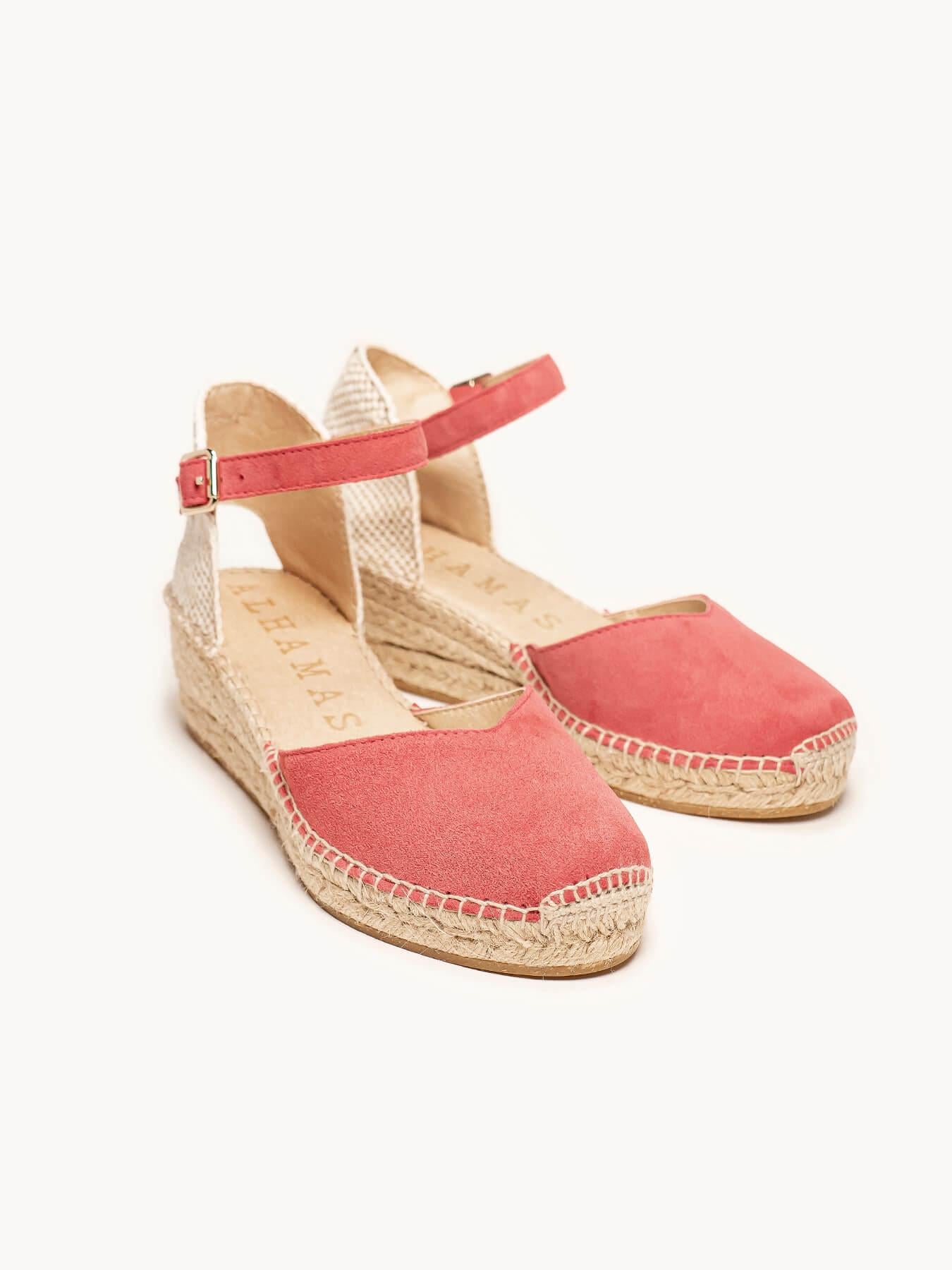 Sandália Jara Anabela 5 cm Camurça Rosa Oscuro
