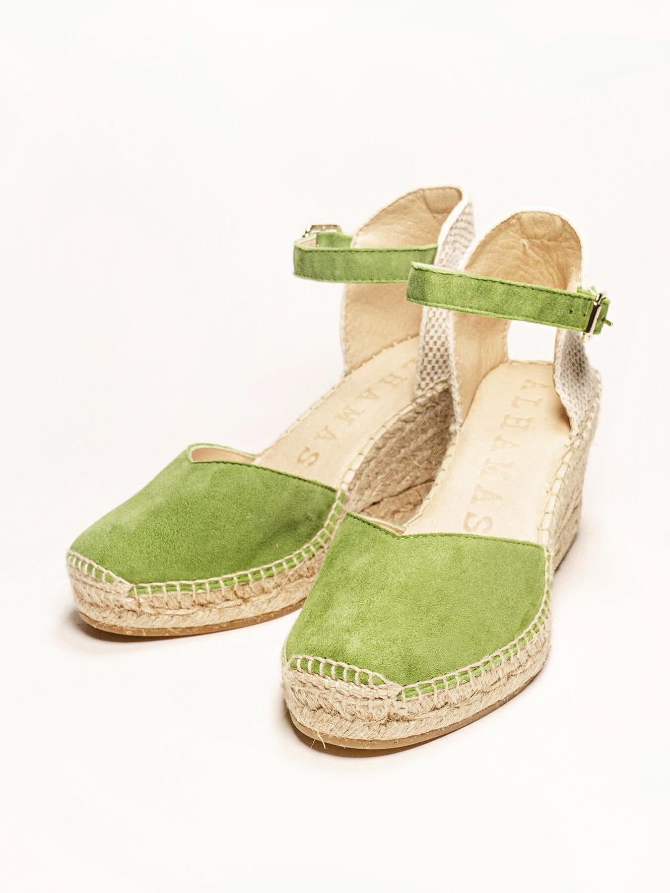 Sandália Anabela Média Jara Camurça Verde