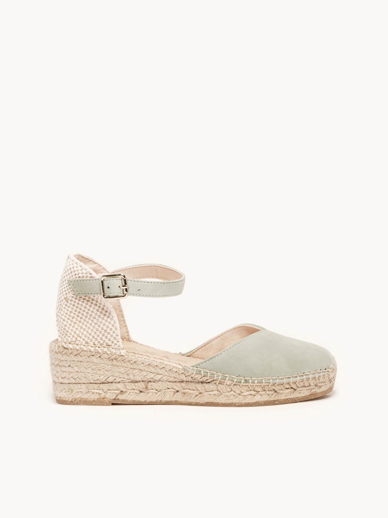Sandália Jara Anabela 5 cm Camurça Verde Claro