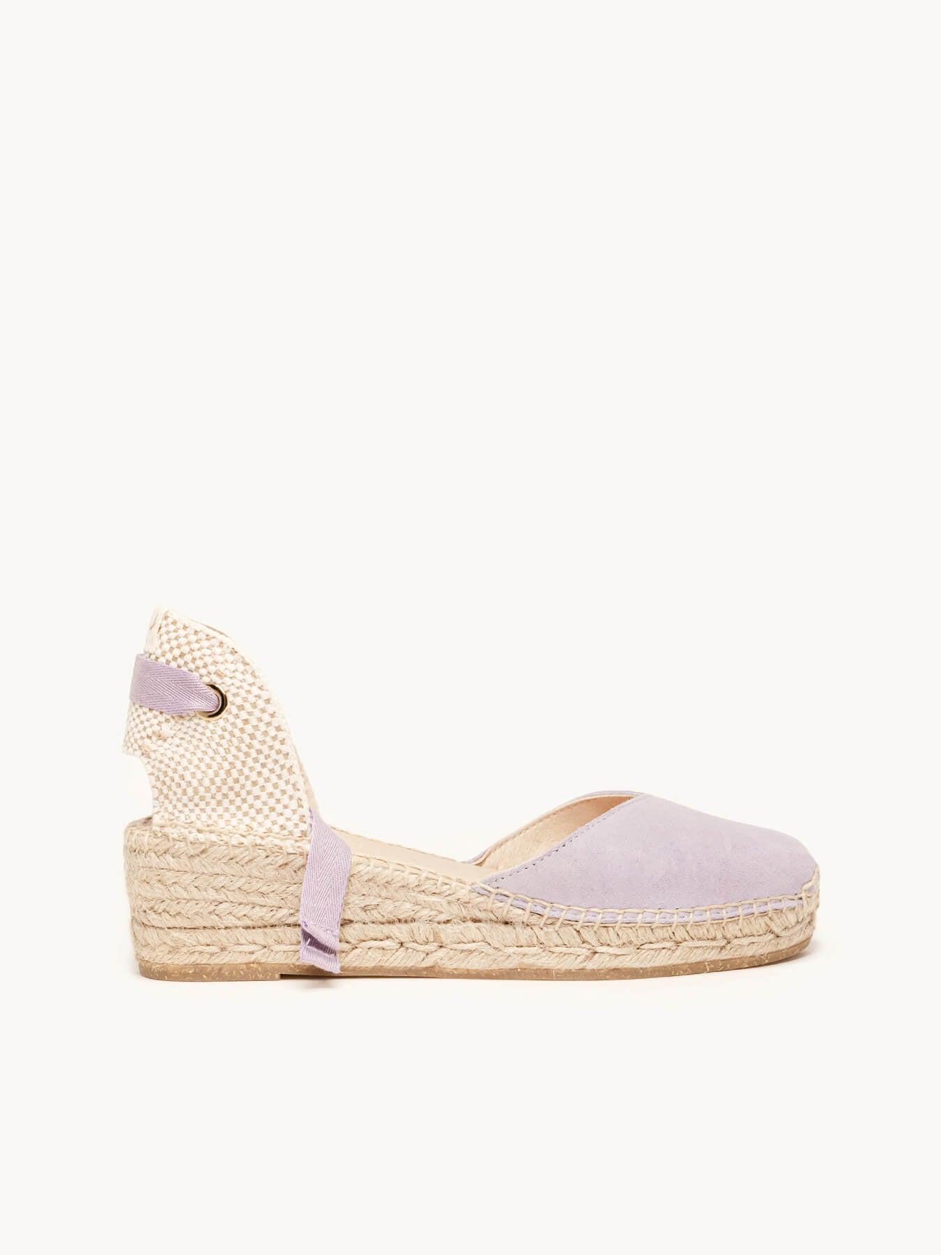 Sandália Romero Anabela 5 cm Camurça Lilás