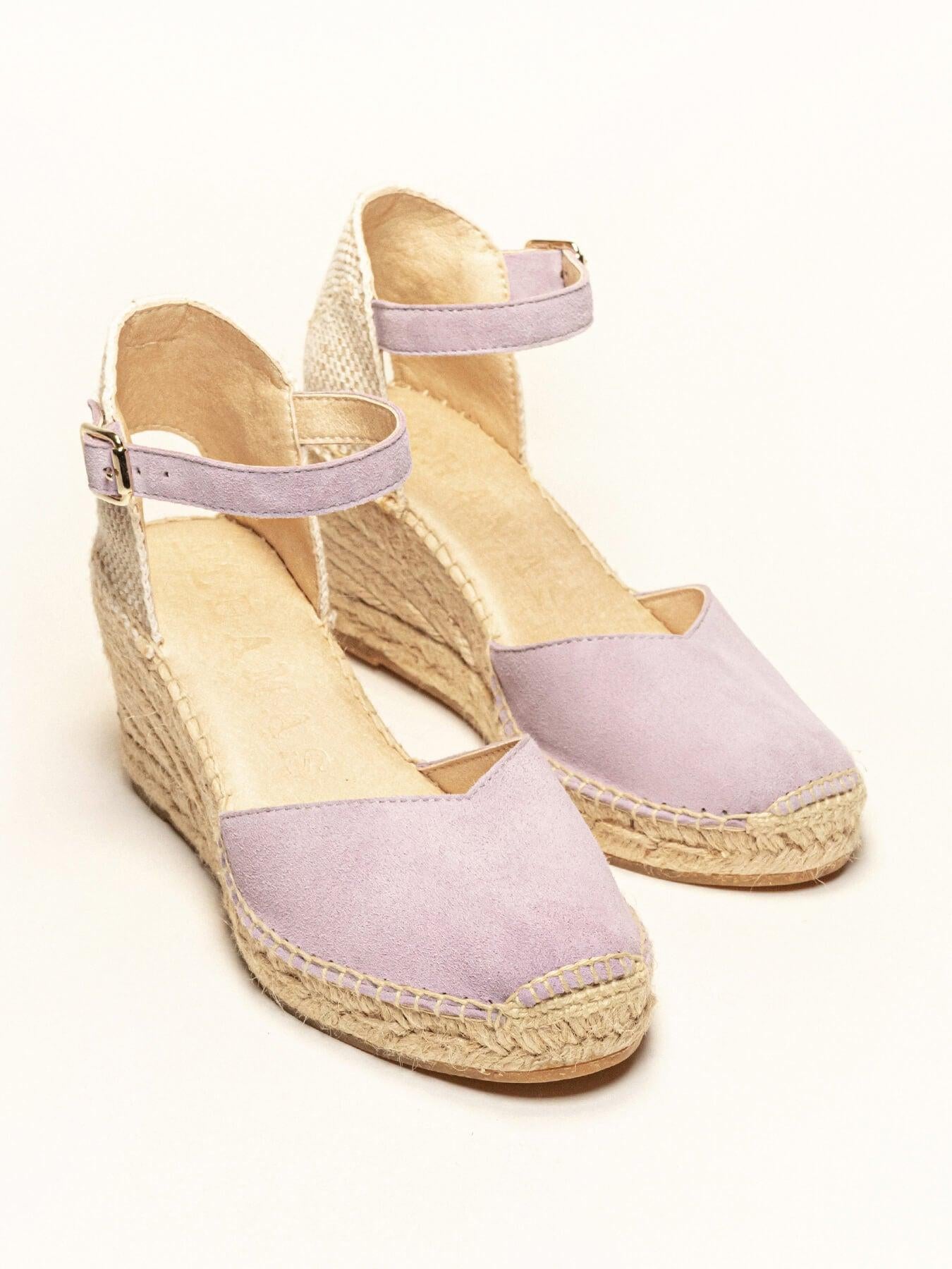Sandália Anabela Média Jara Camurça Lilás