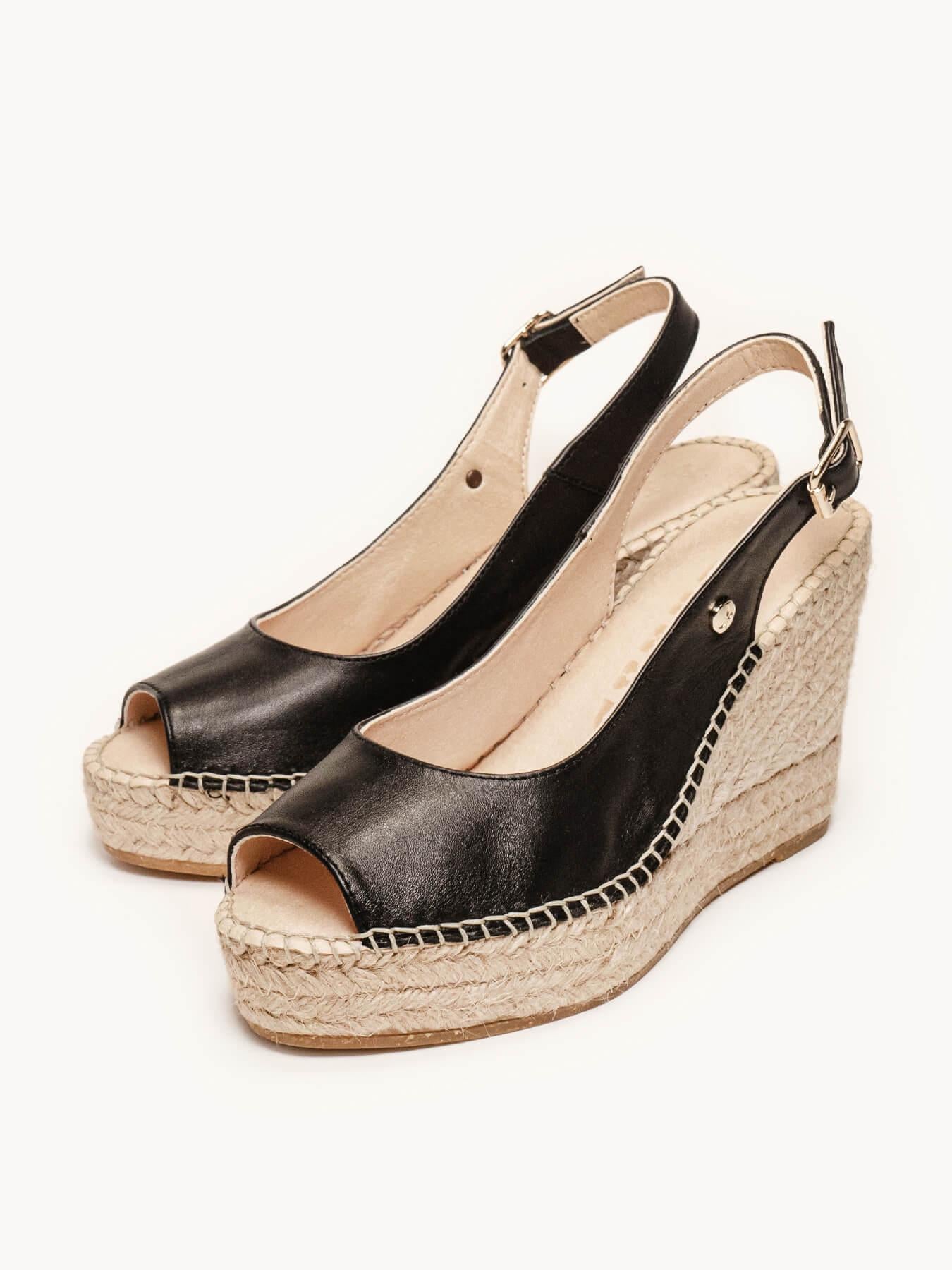 Sandália Anabela Alta Clavel Napa Preto