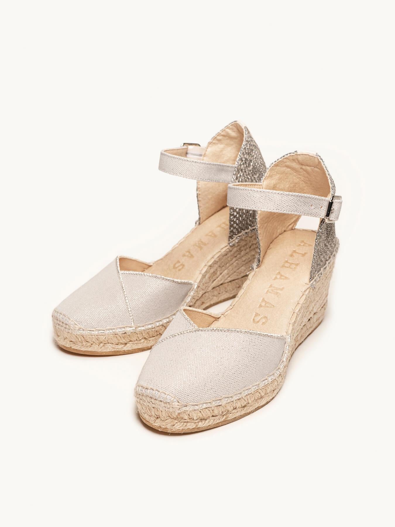 Sandália Jara Anabela 7 cm Lona Cinza