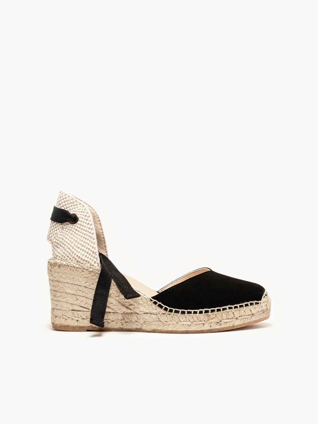 Sandália Anabela Média Romero Camurça Preto