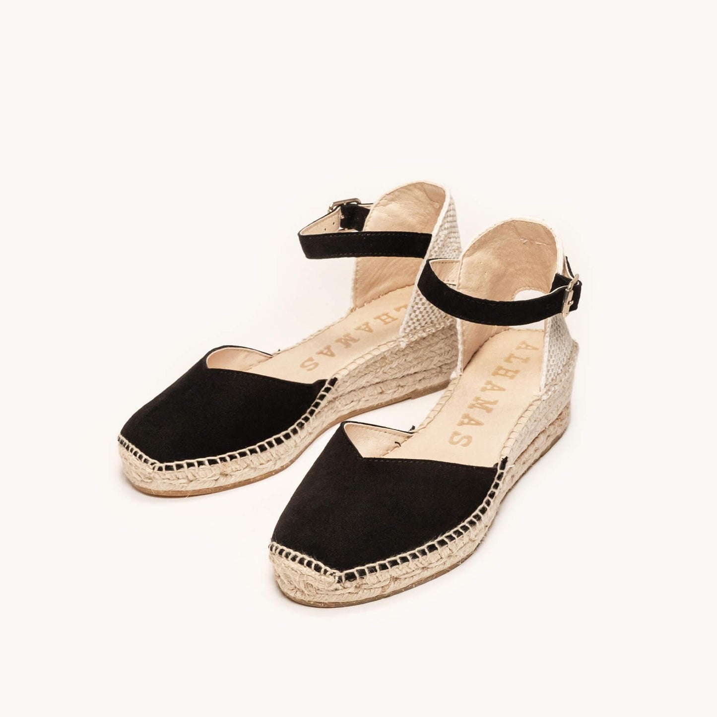 Sandália Anabela Baixa Jara Camurça Preto