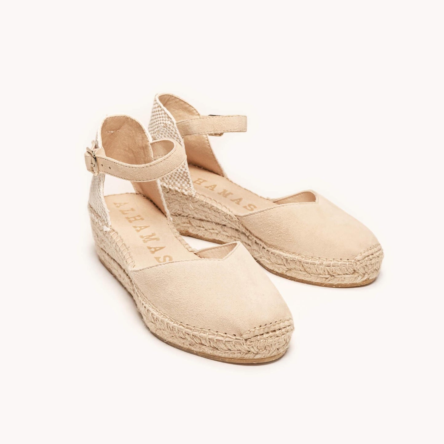Sandália Anabela Baixa Jara Camurça Areia