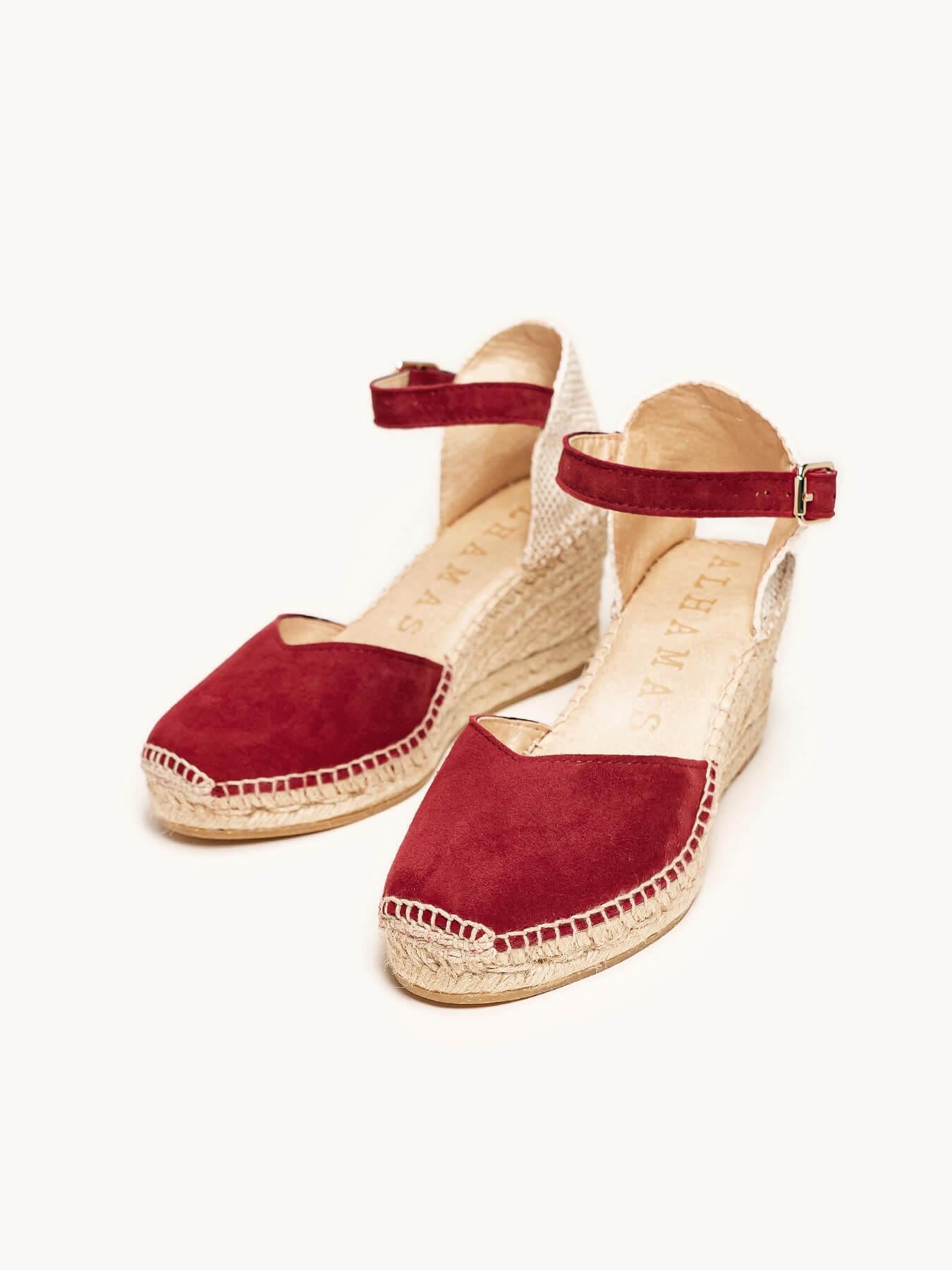 Sandália Jara Anabela 7 cm Camurça Granada