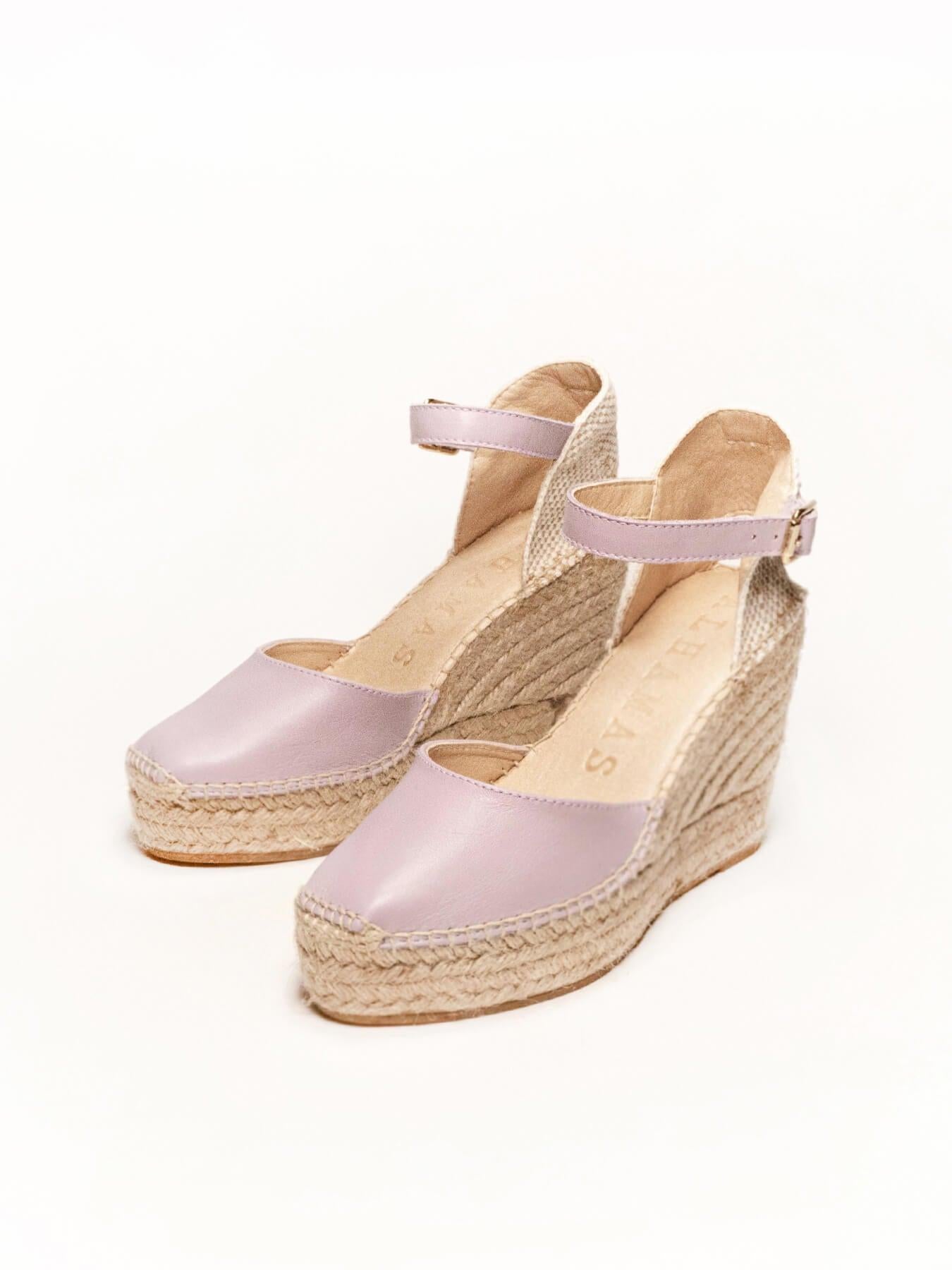 Sandália Anabela Alta Marga Napa Lilás