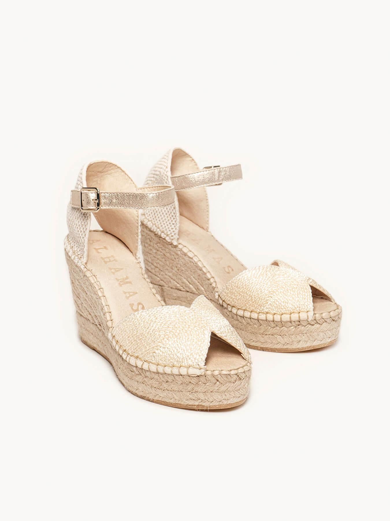 Sandália Anabela Alta Alelí Cordela Crua