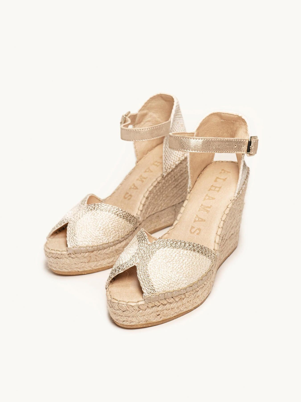 Sapatilha Alelí Anabela 10 cm Corda Branco