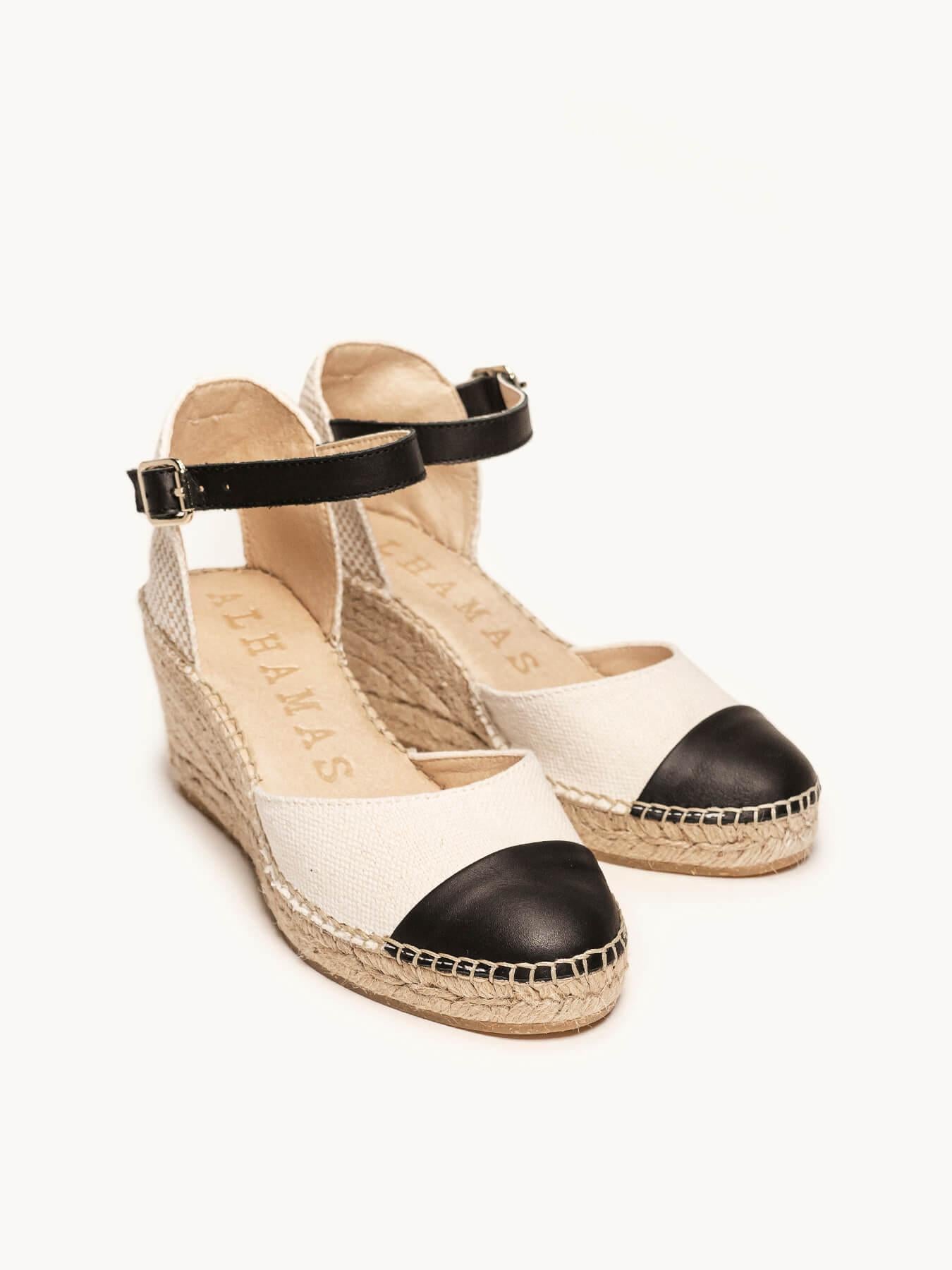 Sandália Anabela Média Marga Napa Linho Branco