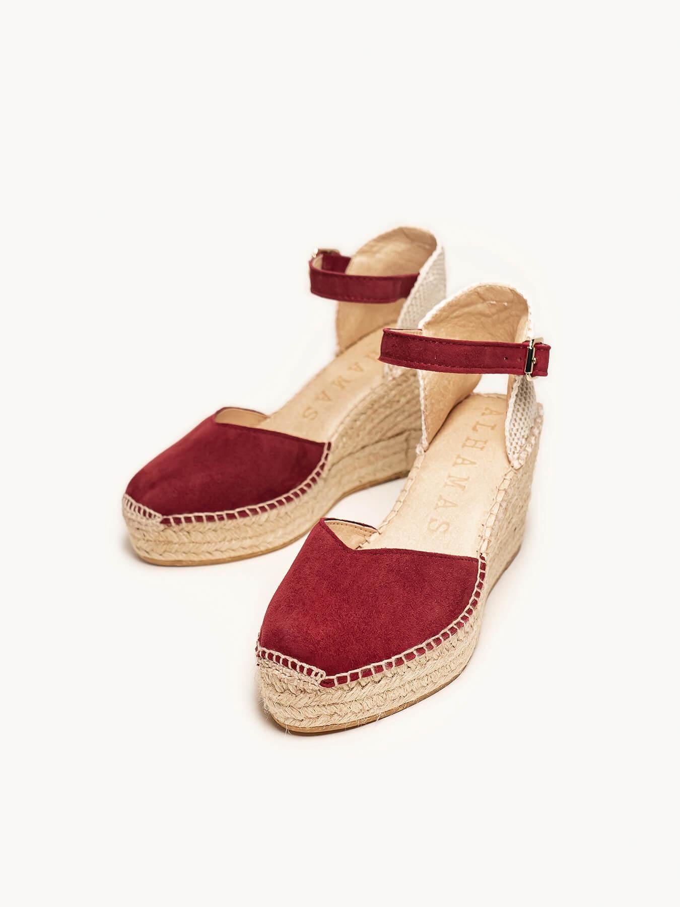 Sandália Jara Anabela 8 cm Camurça Granada