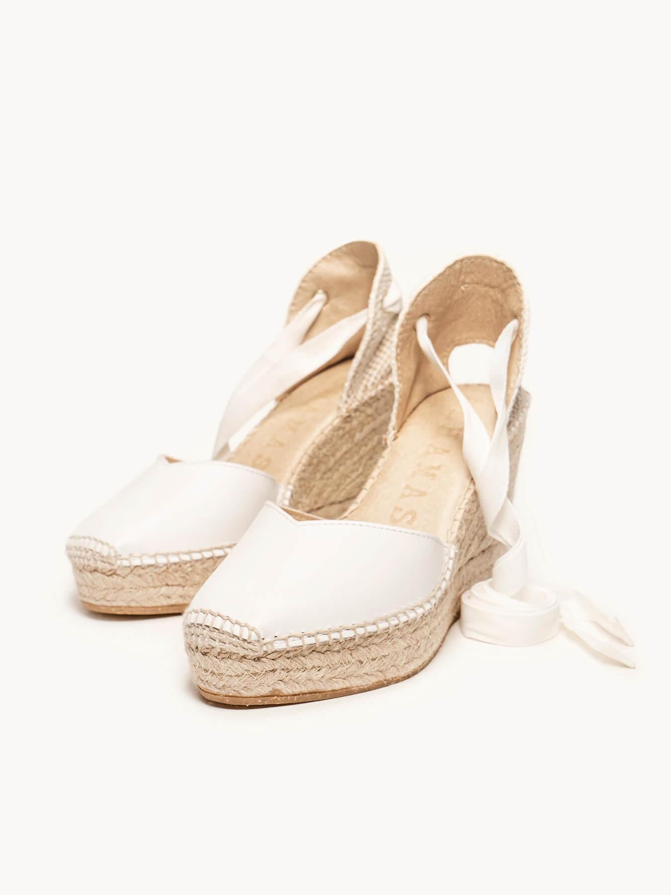 Sandália Anabela Alta Romero Napa Branco