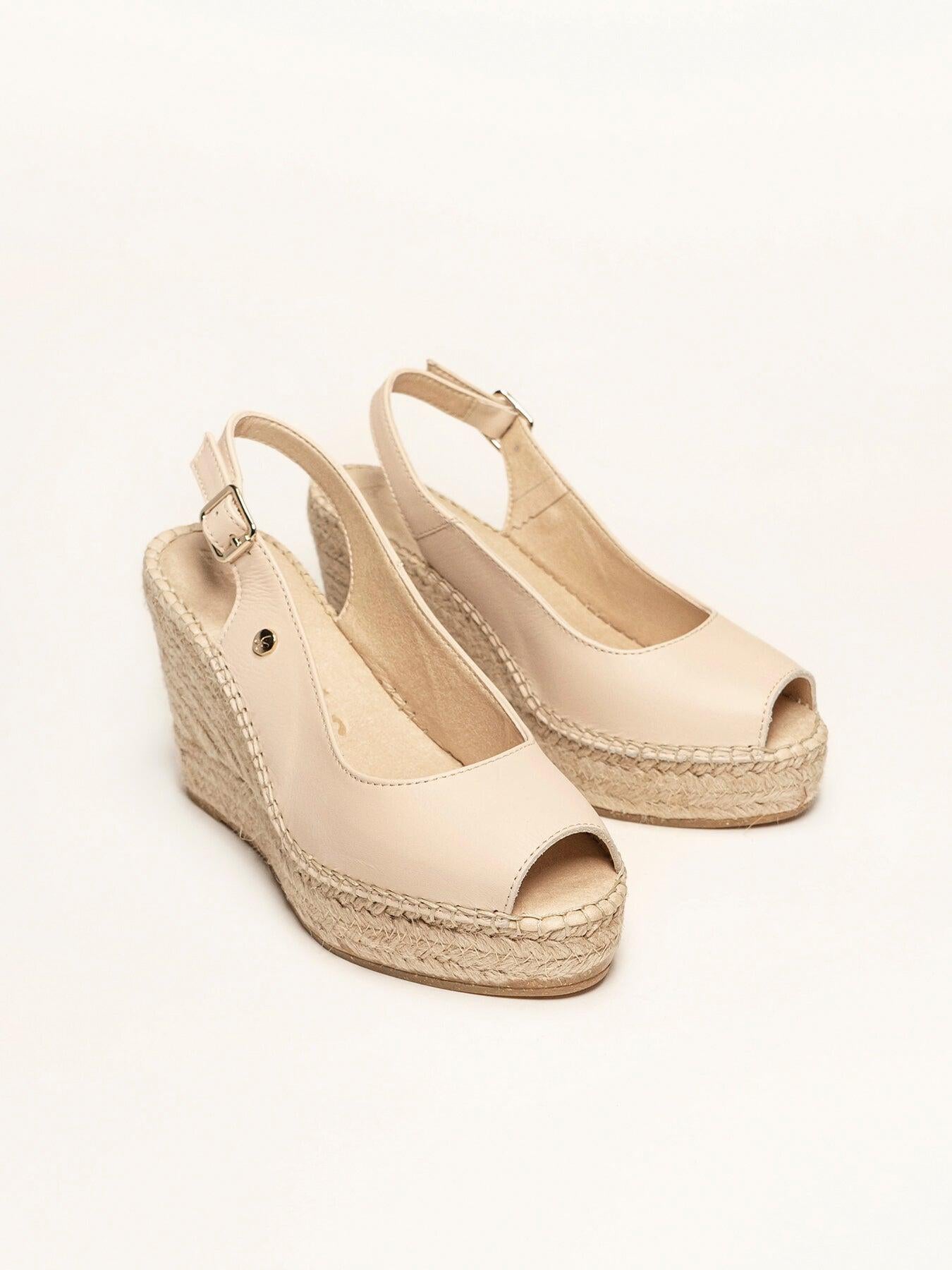 Sandália Anabela Alta Clavel Napa Areia