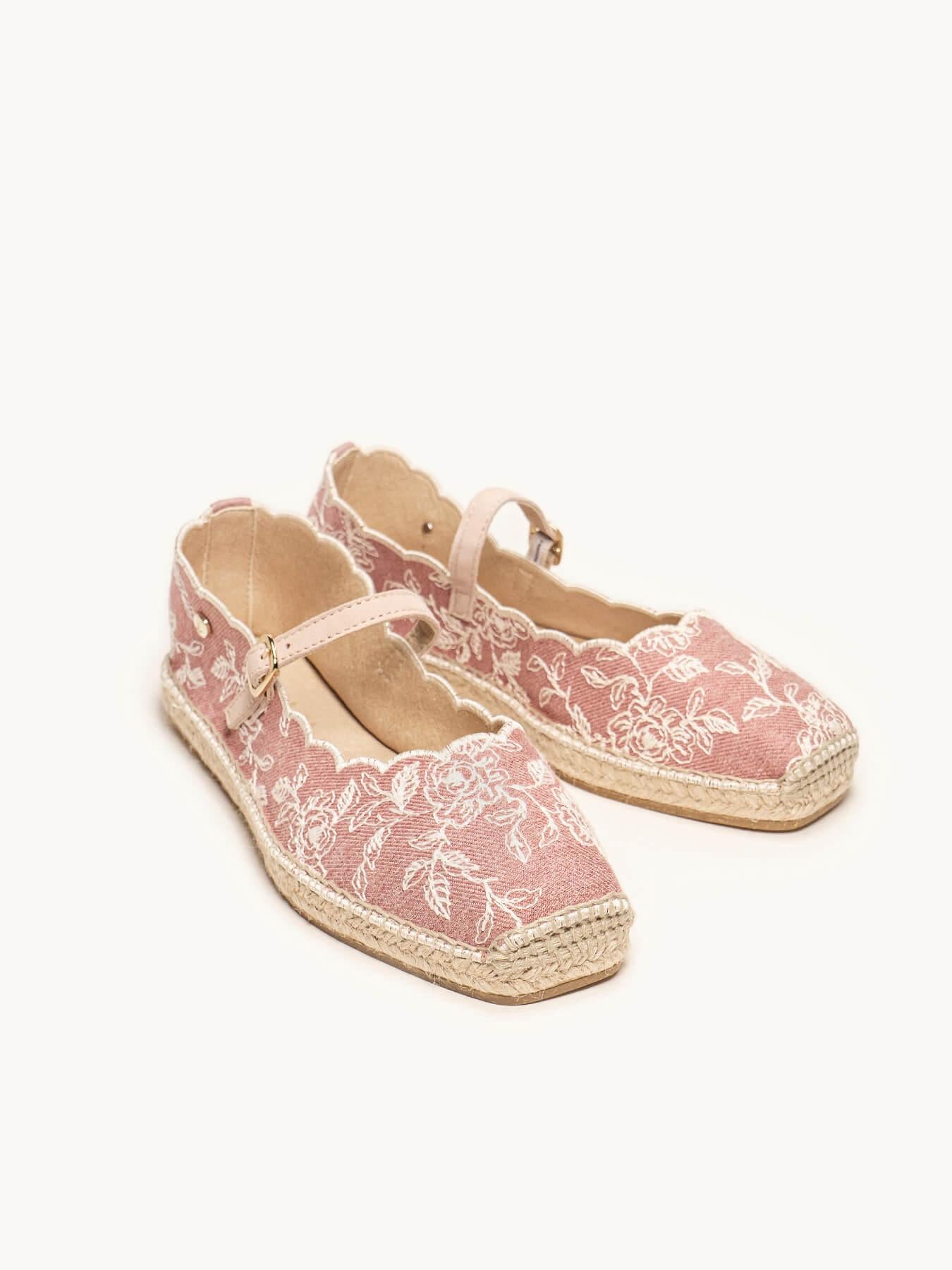 Sapatilha Jeans Bordada Rosa