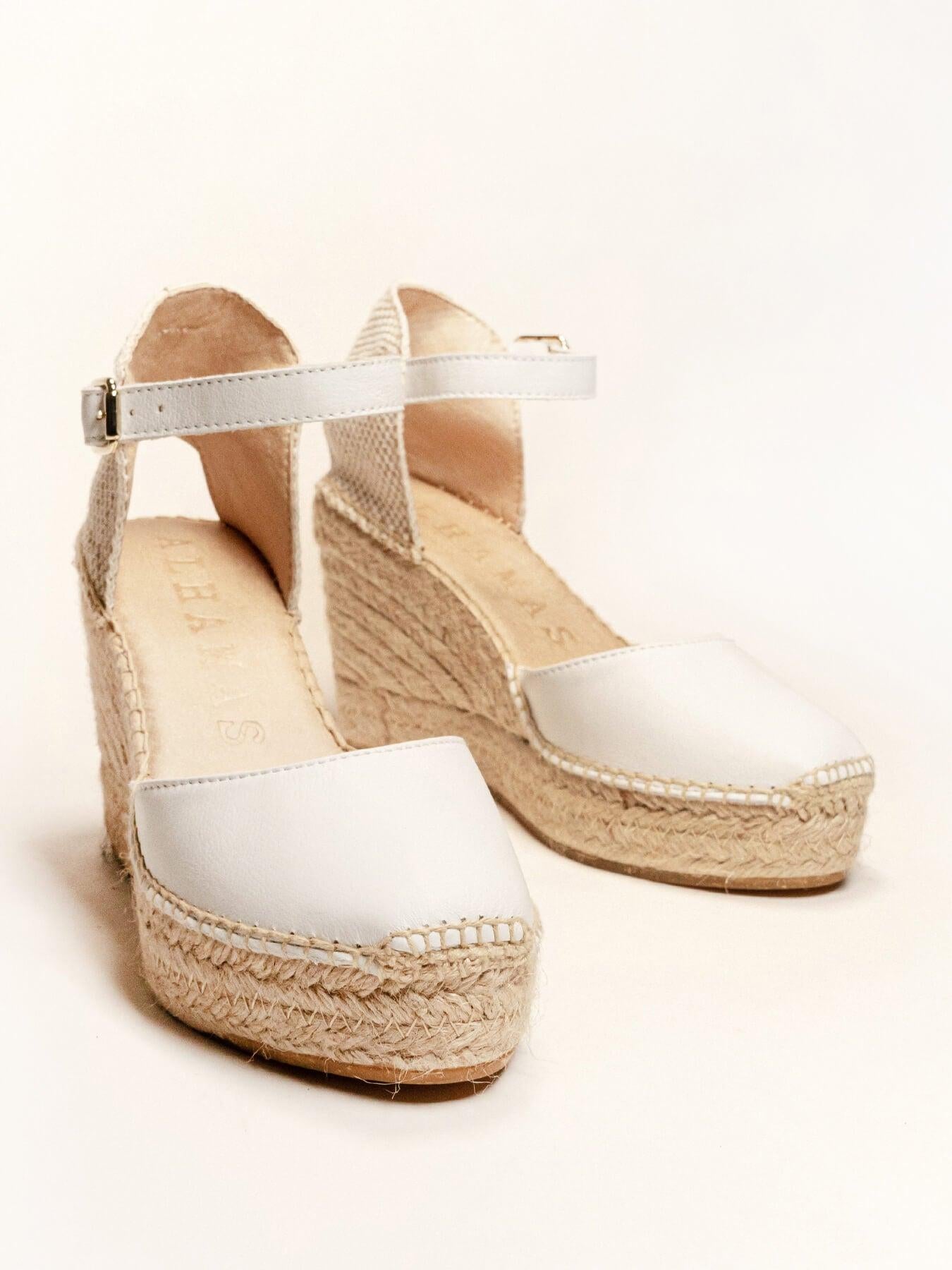 Sandália Anabela Alta Marga Napa Branco