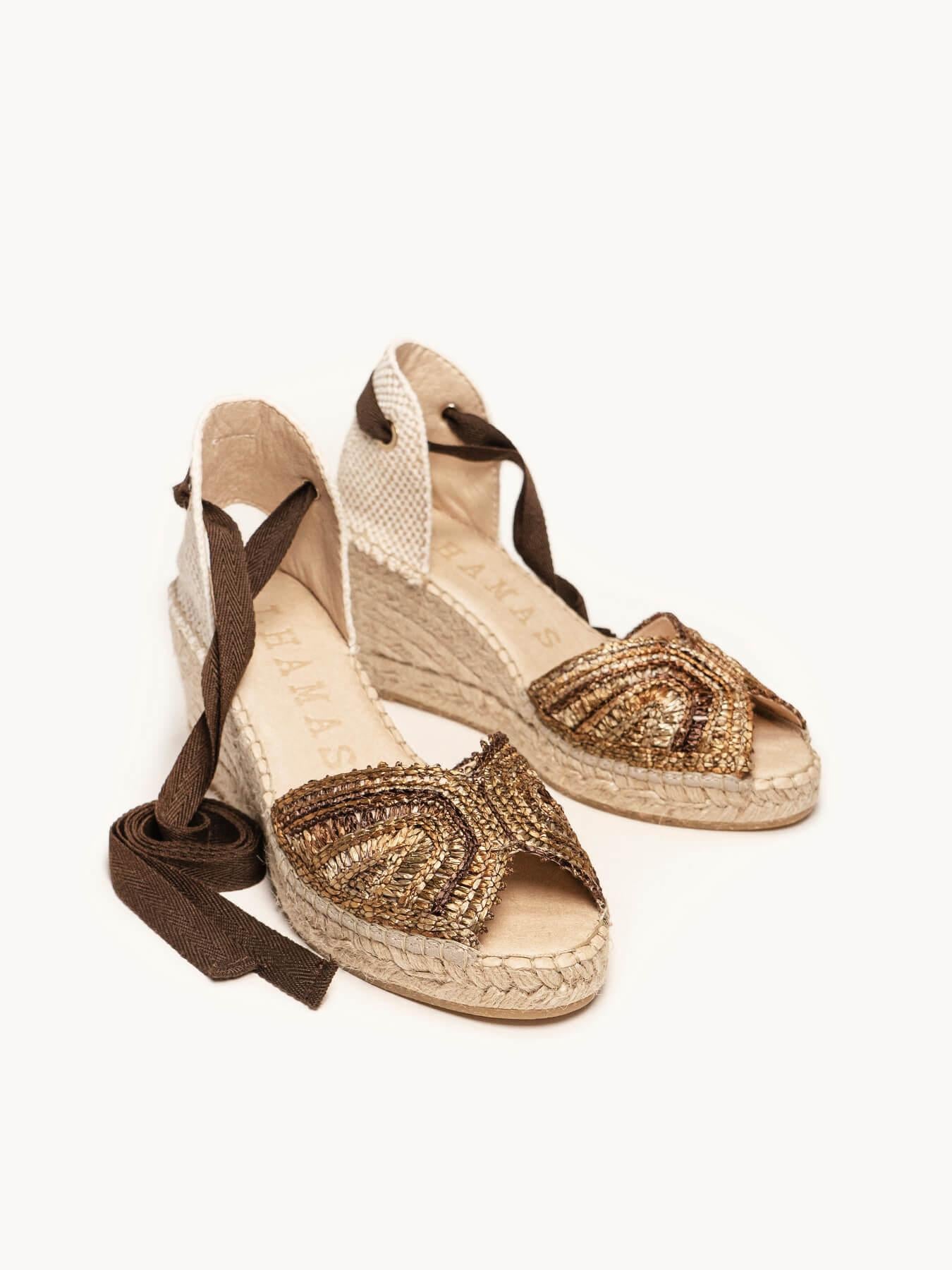 Sandália Lirio Anabela 7 cm Ráfia Marrom
