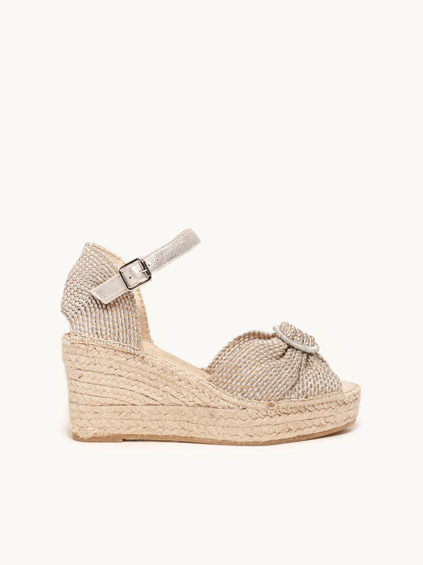 Sandália Anabela Média Plataforma Amapola Tira Prata