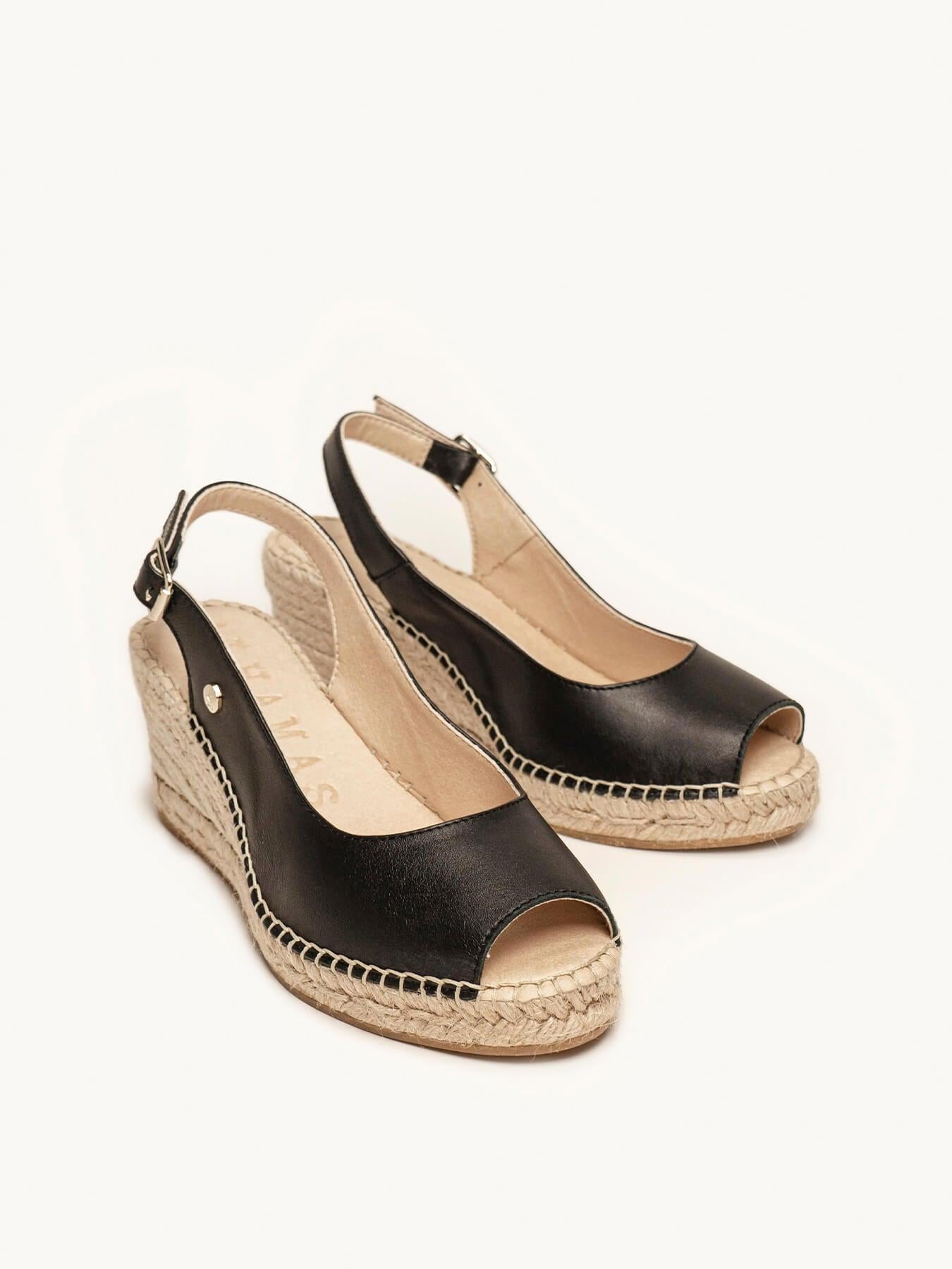 Sandália Clavel Anabela 7 cm Napa Preto