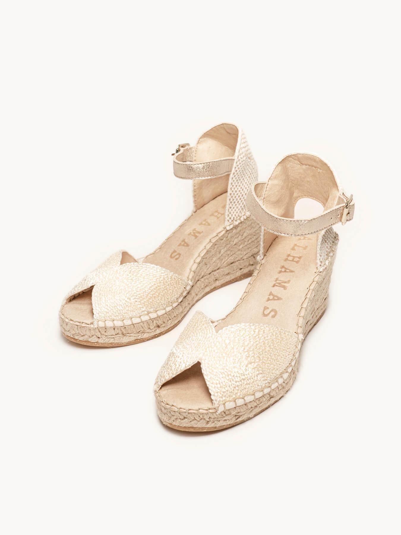 Sandália Aleli Anabela 7 cm Corda Cru