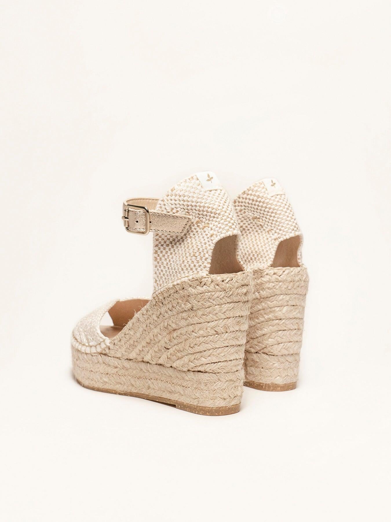 Sandália Alelí Anabela 10 cm Corda Cru