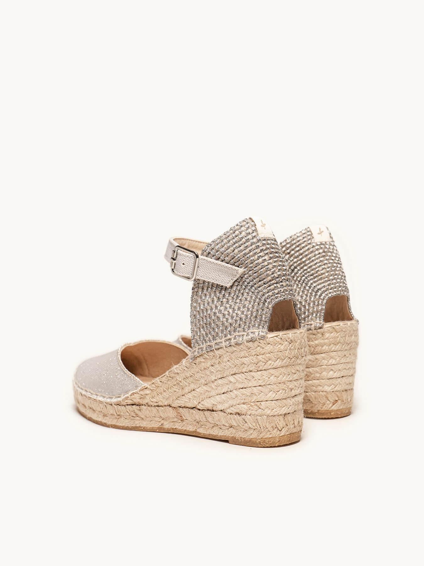 Sandália Jara Anabela 7 cm Lona Cinza