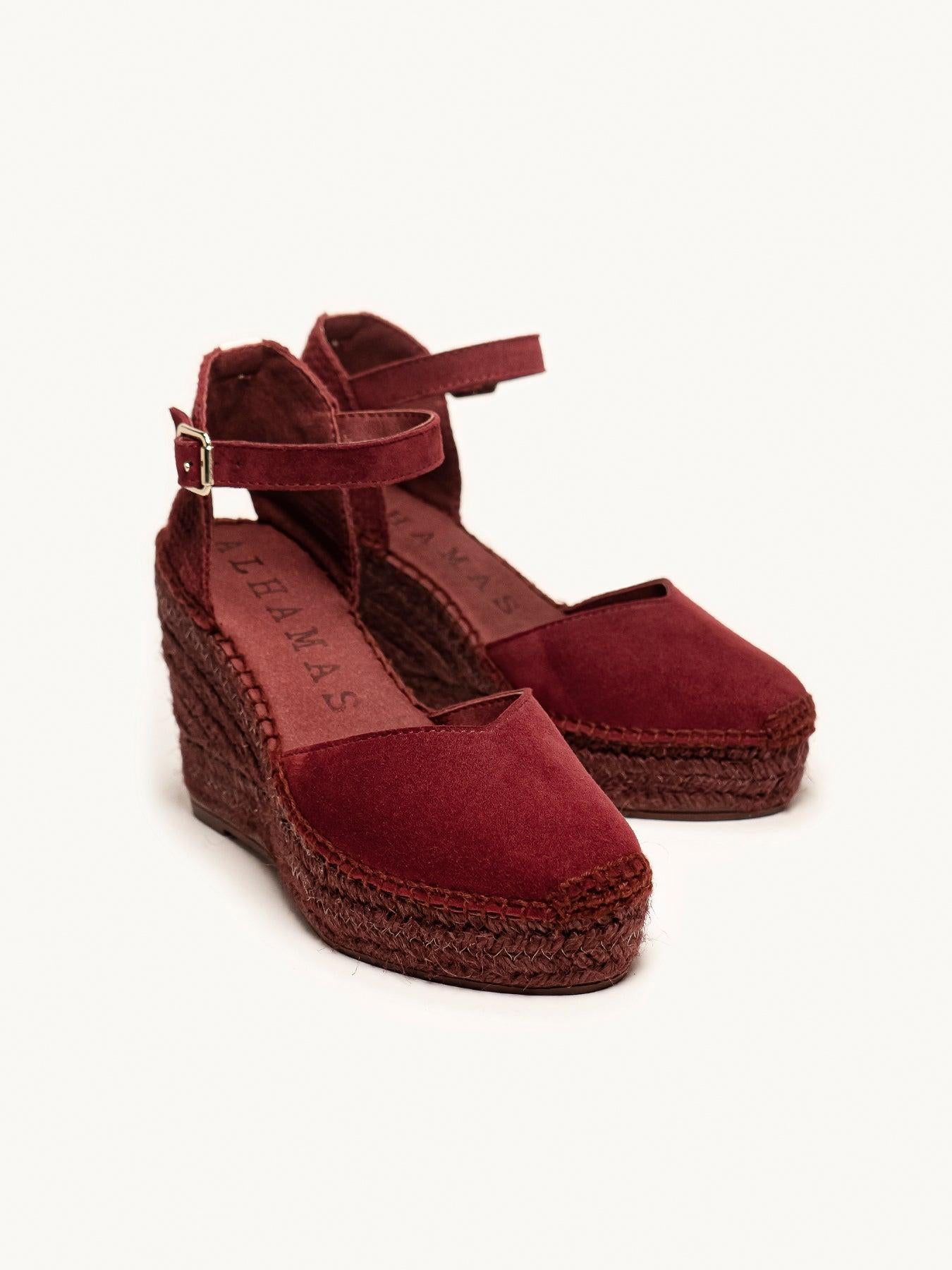 Sandália Jara Anabela 10 cm Camurça Granada