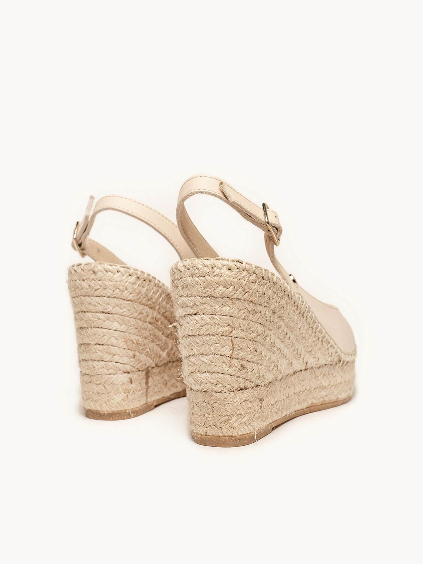 Sandália Anabela Alta Clavel Napa Areia