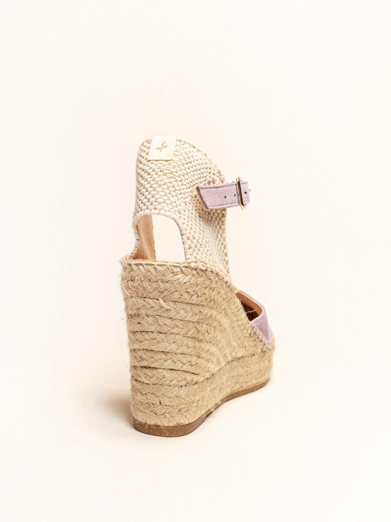 Sandália Anabela Alta Jara Camurça Lilás