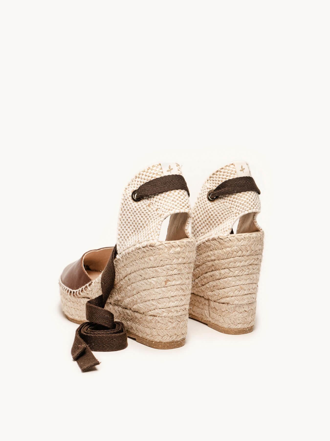 Sandália Anabela Alta Romero Napa Marrom Escura