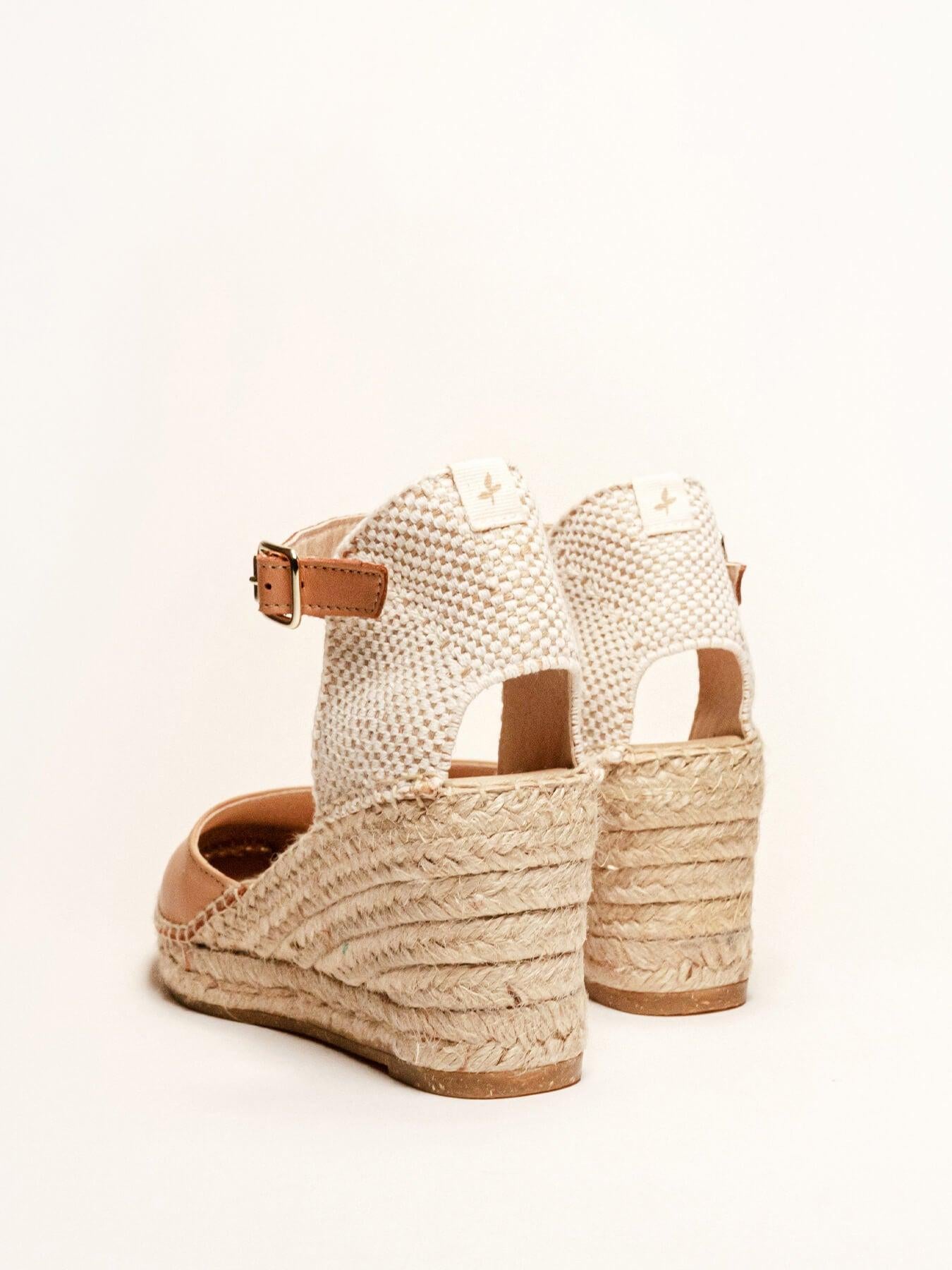 Sandália Anabela Média Marga Napa Marrom Claro