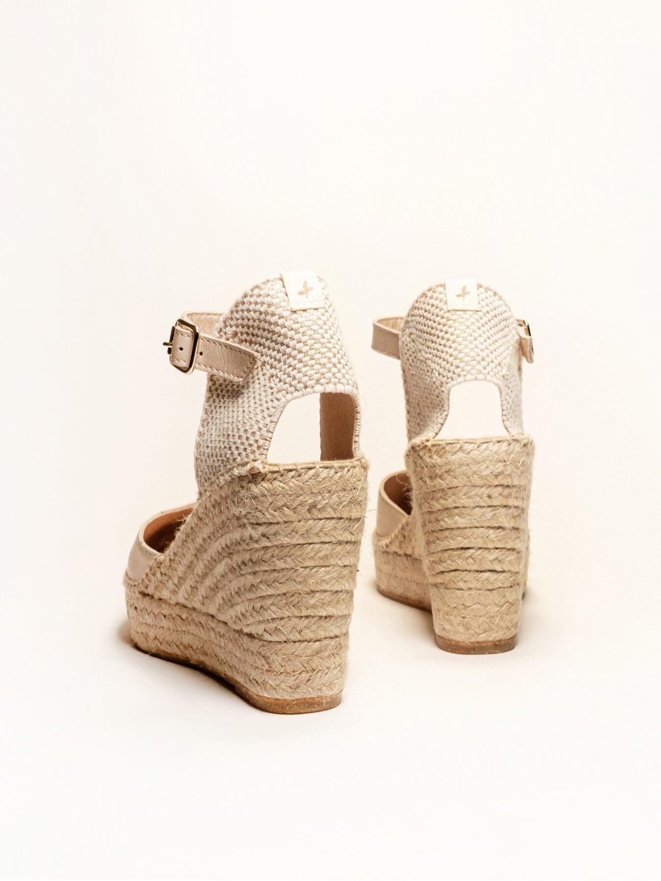 Sandália Marga Anabela 10 cm Napa Areia