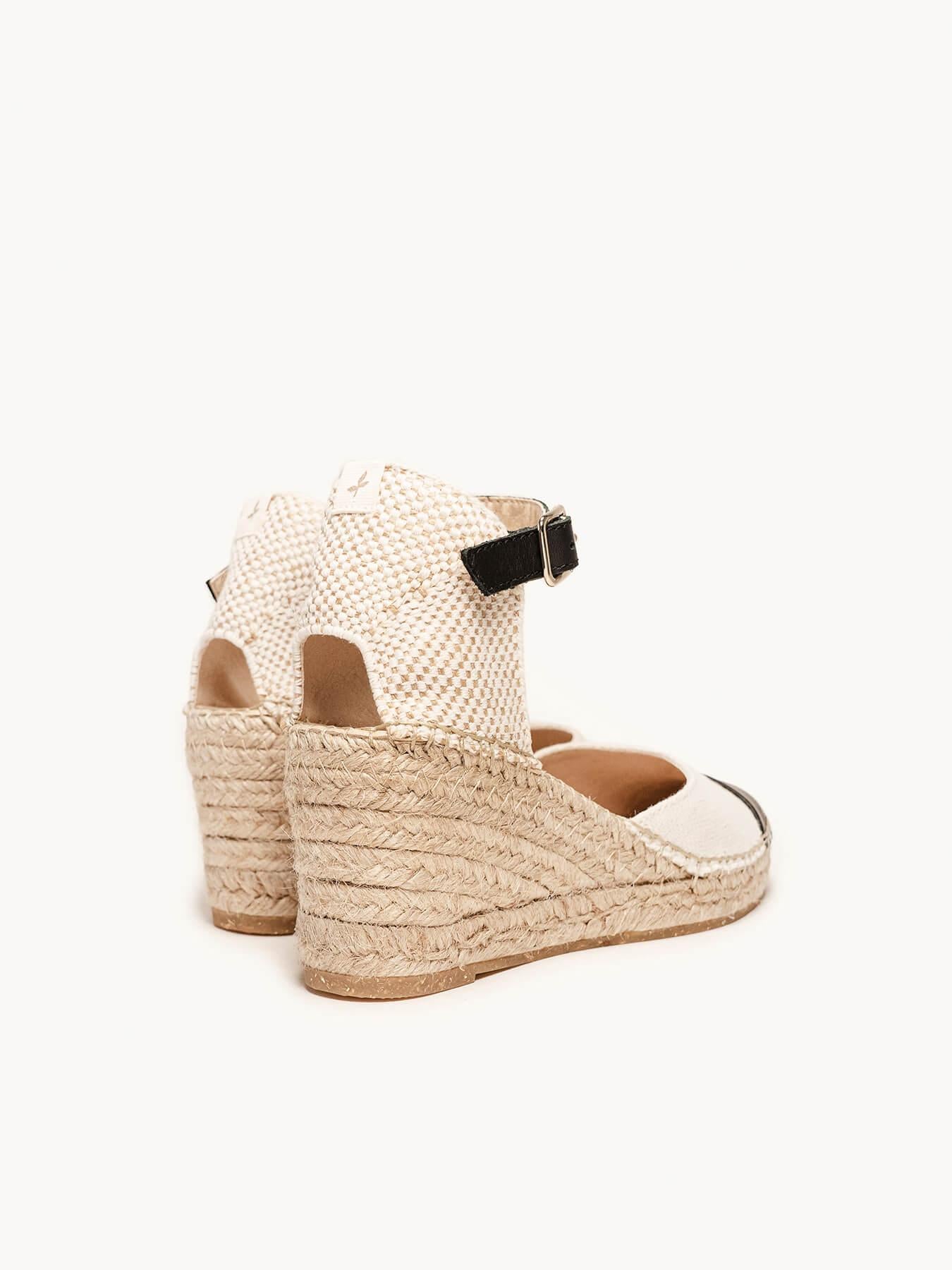 Sandália Anabela Média Marga Napa Linho Branco