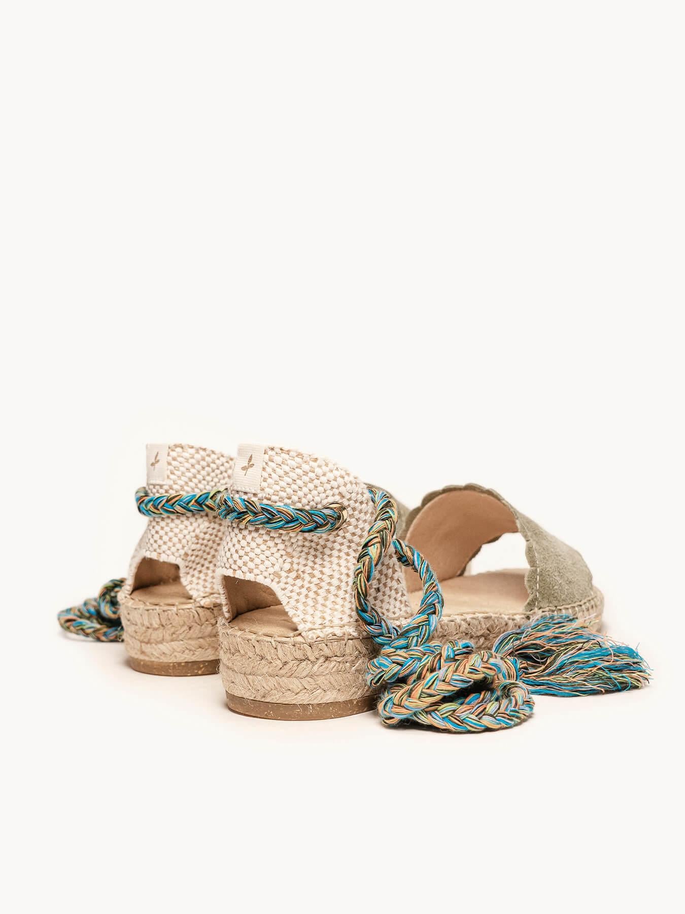 Sandália Aulaga Camurça Ondas Verde Claro