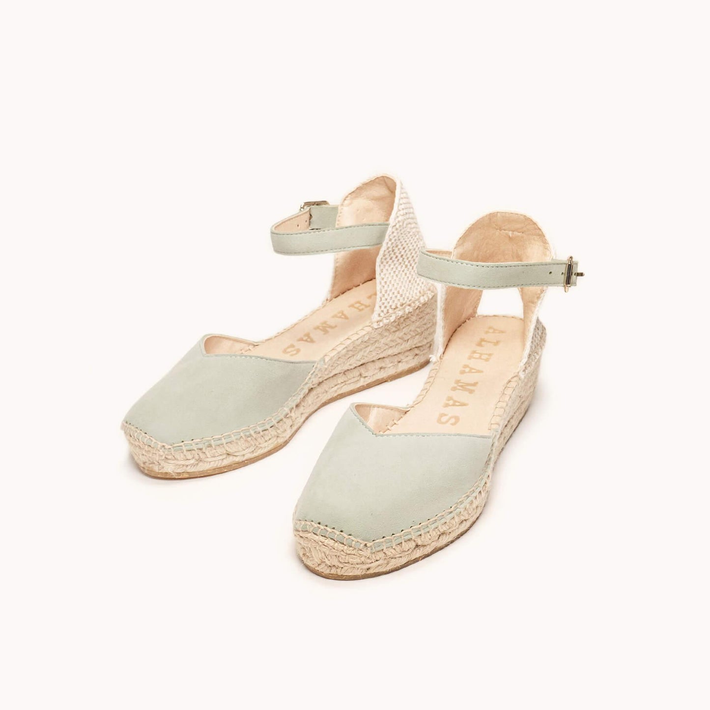 Sandália Anabela Baixa Jara Camurça Verde Claro