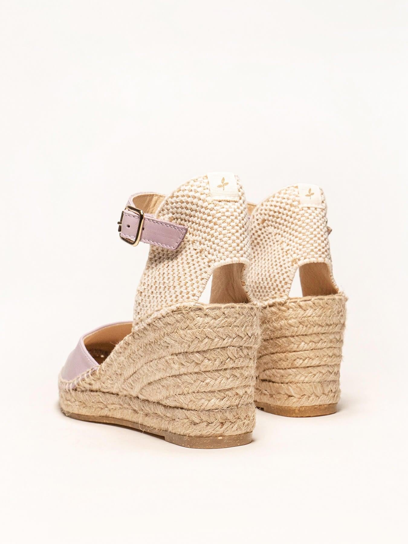 Sandália Anabela Média Marga Napa Lilás