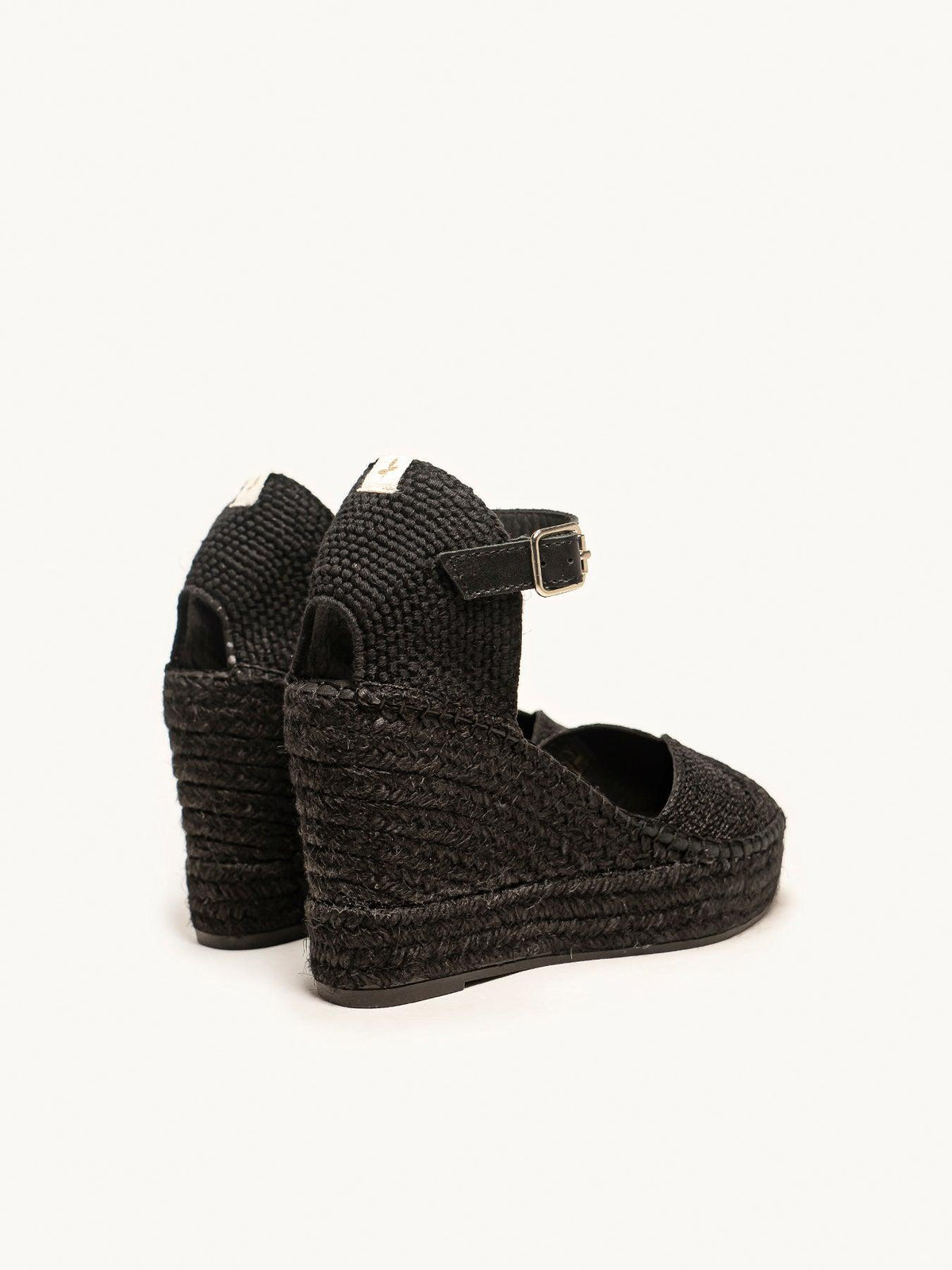 Sapatilha Alelí Anabela 10 cm Corda Preto