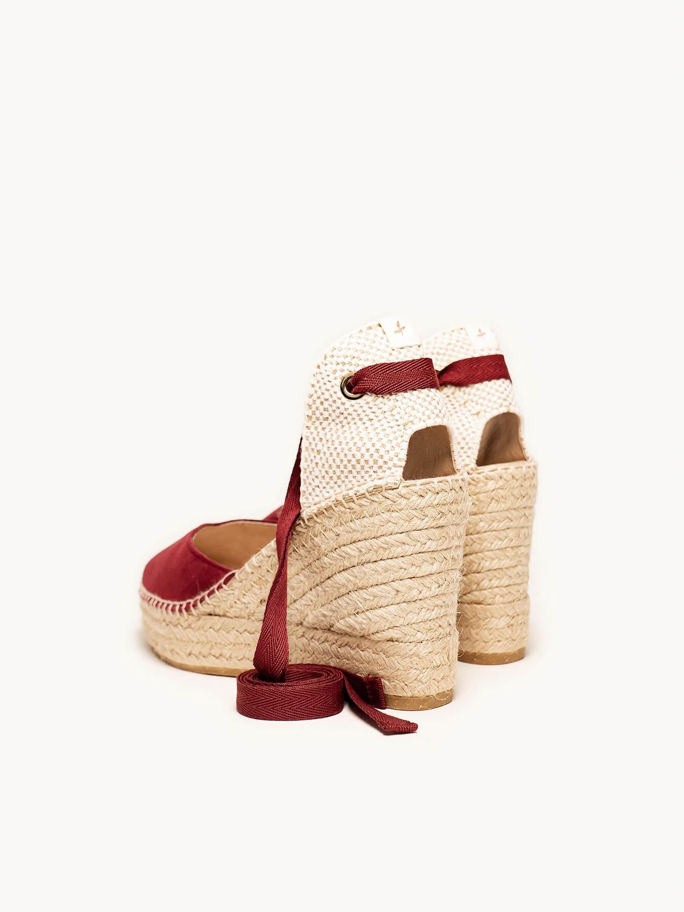 Sandália Romero Anabela 10 cm Camurça Granada