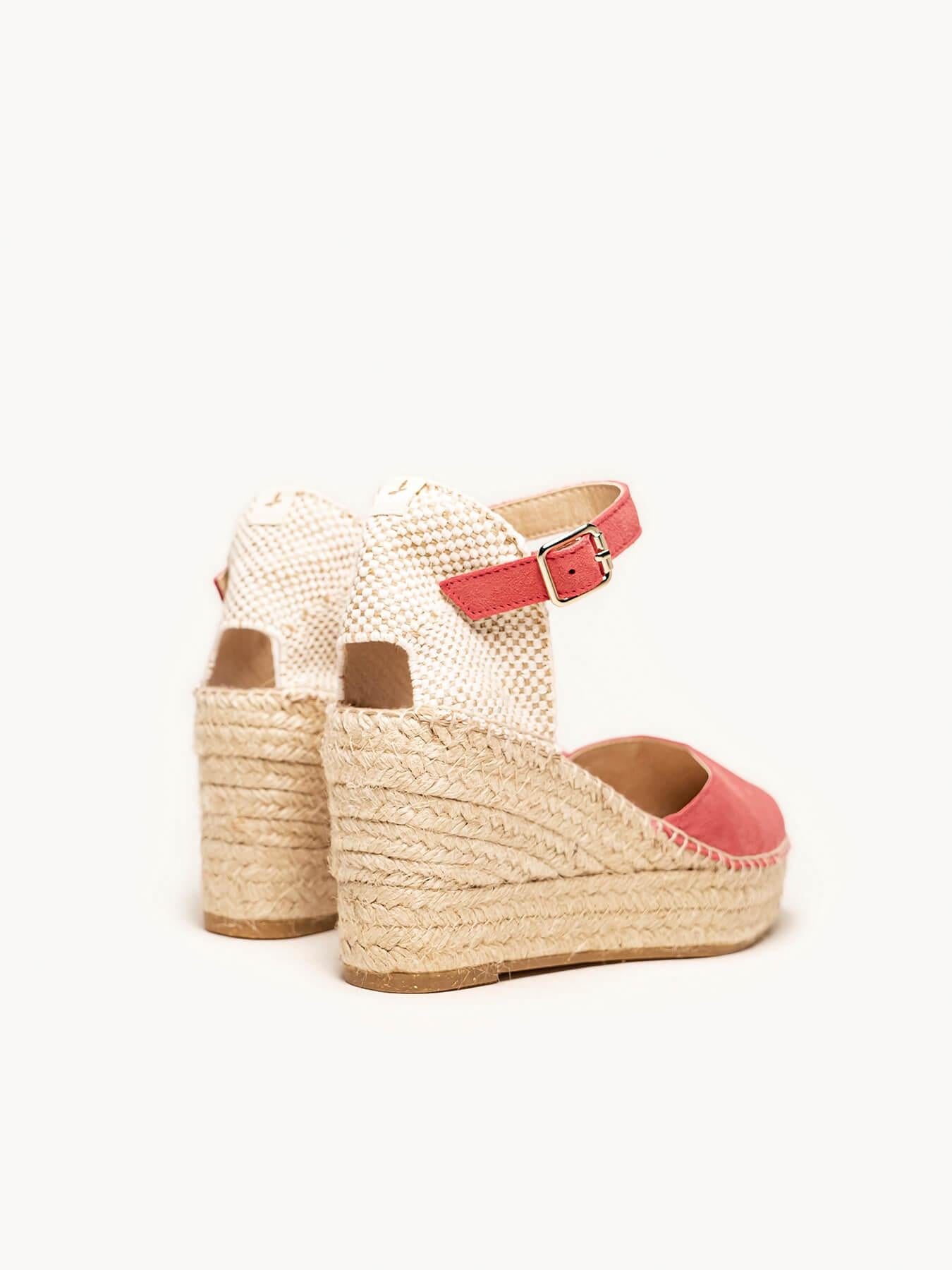 Sandália Jara Anabela 8 cm Camurça Rosa Oscuro