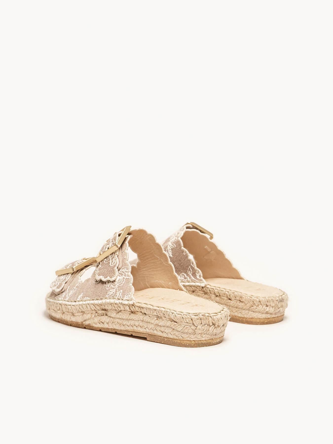 Sandália Papete Girasol Jeans Bordada Pedra