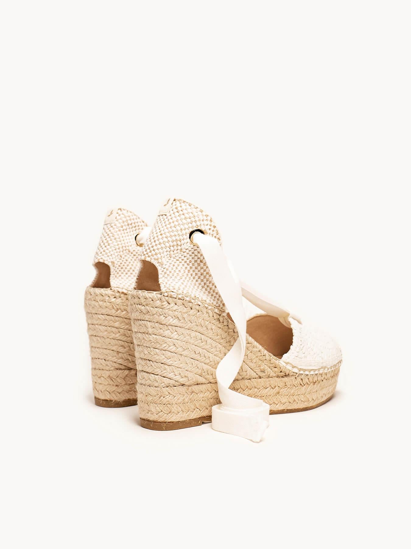 Sandália Lirio Anabela 10 cm Ráfia Branco