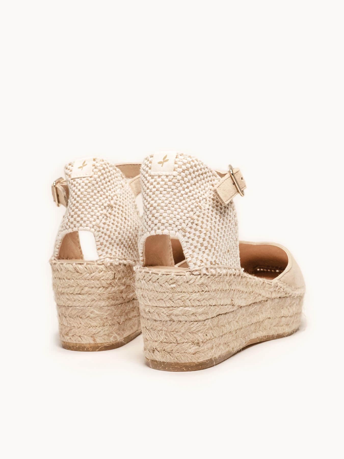 Sandália Jara Anabela 6 cm Camurça Areia