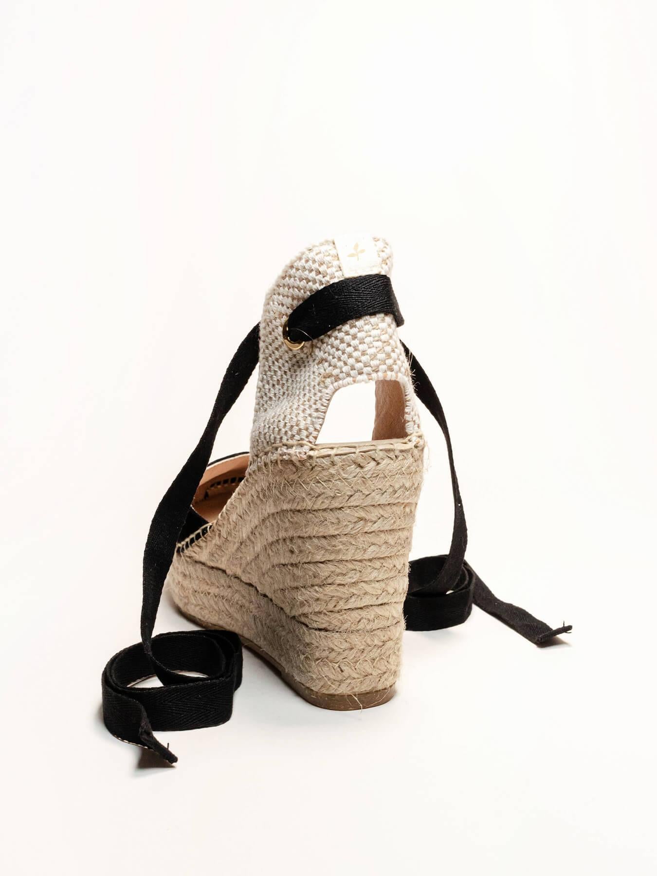 Sandália Romero Anabela 10 cm Camurça Preto