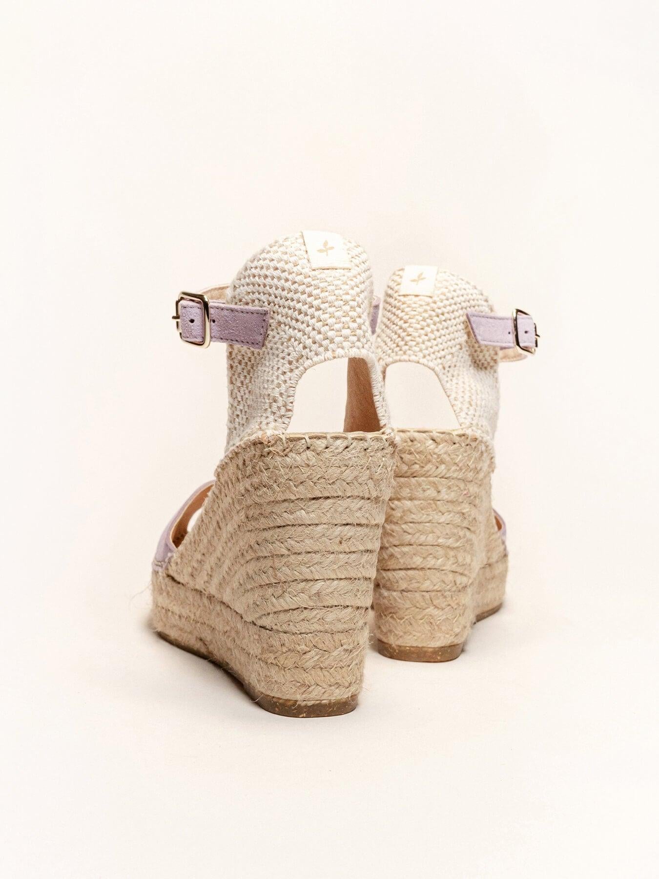 Sandália Anabela Alta Alelí Camurça Lilás