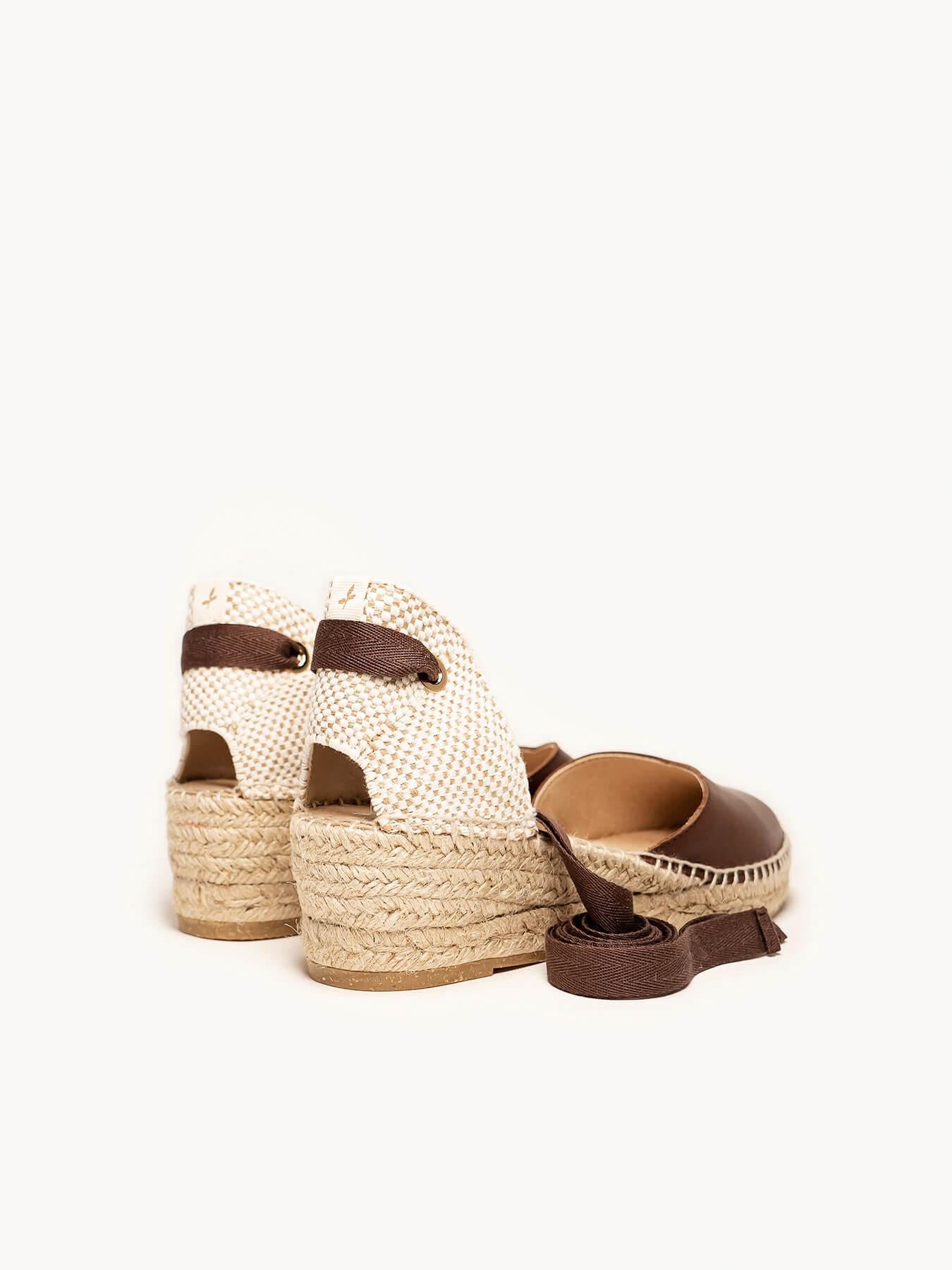 Sandália Romero Anabela 5 cm Napa Marrom Escuro