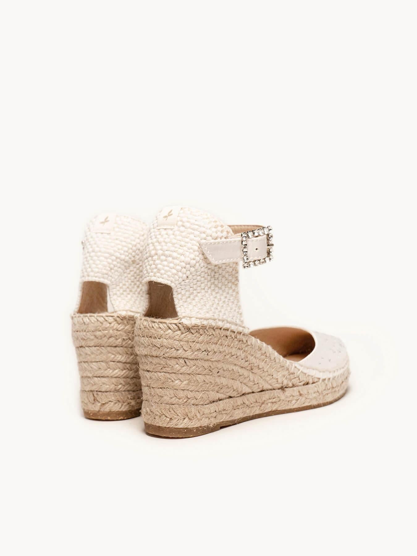 Sandália Dalia Anabela 7 cm Cetim Branco