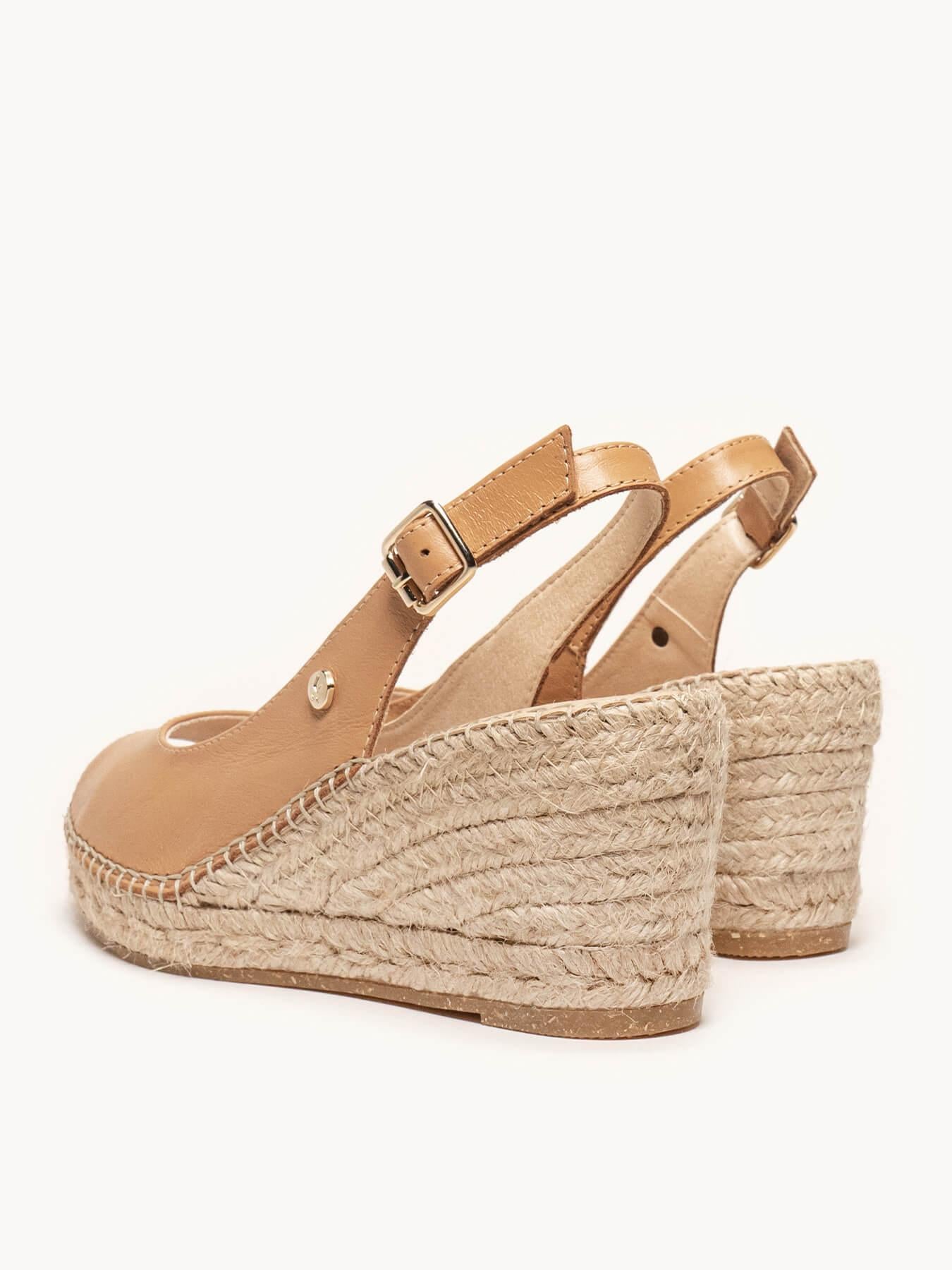 Sandália Clavel Anabela 7 cm Napa Marrom Claro