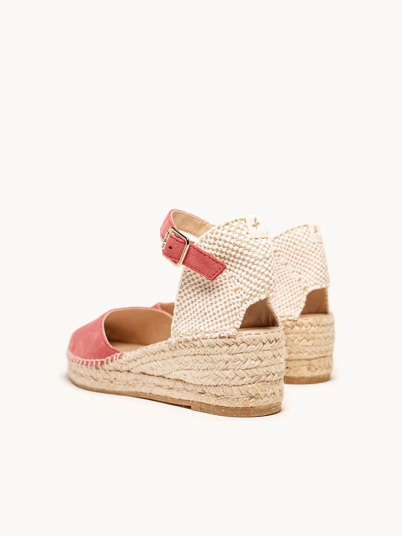 Sandália Jara Anabela 5 cm Camurça Rosa Escuro