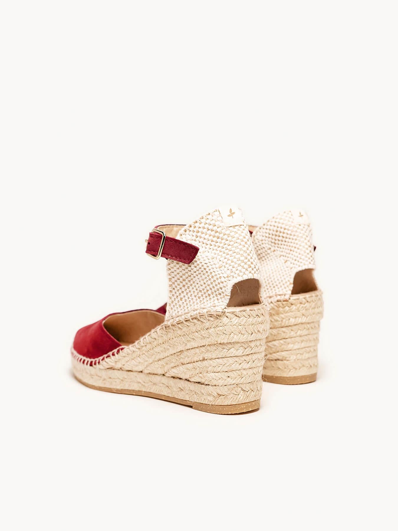 Sandália Jara Anabela 7 cm Camurça Granada